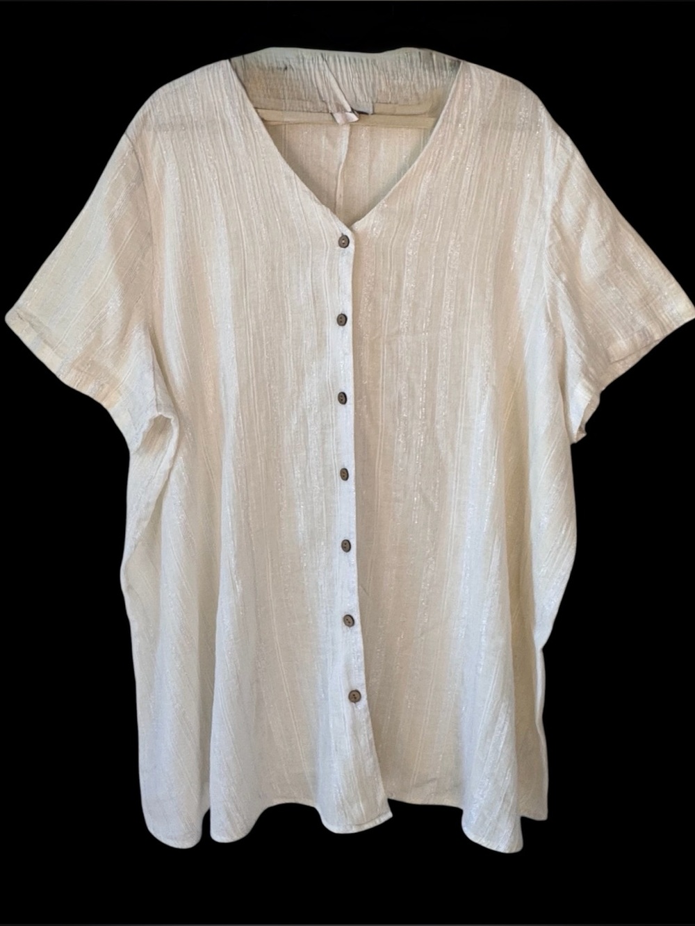 Airy 100% cotton Ivory Button-Front Women's Top 4x, airy, boho, flowy, lagenlook